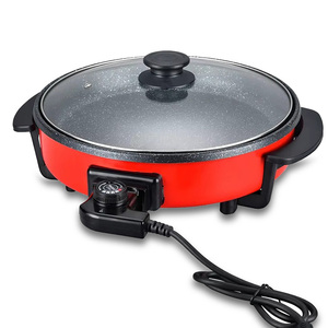 Rond Ménage Polyvalent Rouge <span class=keywords><strong>Pizza</strong></span> Pan Cuisinière Électrique <span class=keywords><strong>Pizza</strong></span> Poêle À Frire Cuisson Tartes - Product Image 4