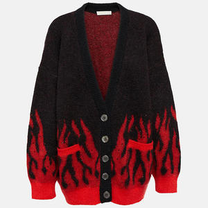 Top en tricot personnalisé <span class=keywords><strong>Cardigan</strong></span> jacquard en mélange de <span class=keywords><strong>mohair</strong></span> en <span class=keywords><strong>noir</strong></span> Pull épais d'hiver surdimensionné pour femme - Product Image 6
