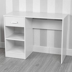 1 Drawer Wooden Bedroom Computer Work Table Office <strong>Desk</strong> Dressing Jewellery <strong>Unit</strong> (White) - Product Image 1