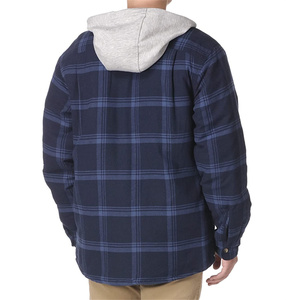 New Arrival Factory Price Custom Design Cotton <strong>Flannel</strong> <strong>Shirt</strong> <strong>Jacket</strong> With Hoodie <strong>Denim</strong> <strong>Lined</strong> Heated Crew Neck OEM Service - Product Image 3