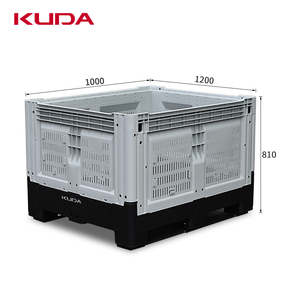 KUDA 1210E-ZDKBX Caja de palé de plástico plegable Logística Transporte Almacén Rotación Caja de palé de rejilla 1200X1000X810mm - Product Image 1