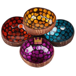 Bol en laque de coco léger, durable et écologique, incrusté de nacre, idéal pour la vaisselle – Prix de gros - Product Image 4