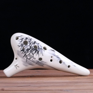 Ocarina de 12 Orificios en Azul y Blanco, Flauta de Cerámica Pintada a Mano, Instrumento Musical Nacional Tradicional Chino para la Enseñanza Musical - Product Image 4