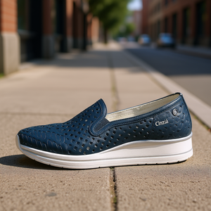 Cinzia Soft Slip-Ons Blu 36 Zapatos Cómodos de Cuero Perforado - Product Image 3