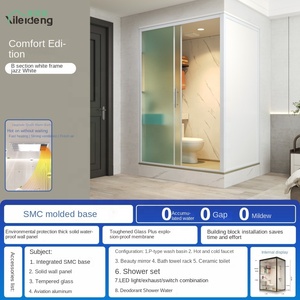 Salle de bain intégrée avec toilettes intégrées 1.5 1.0B Séparation sèche et humide Cadre coulissant carré Châssis en SMC poli Moderne Écologique - Product Image 3