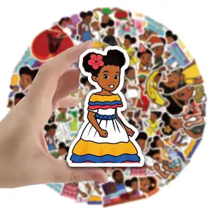 50 Folha Set 100 pcs Black Girl Adesivos para Bagagem e Laptop