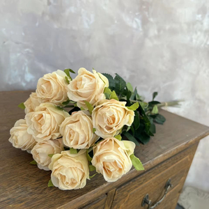 Ramo de 10 Rosas Artificiales de Seda al por Mayor, Flores Artificiales para Decoración del Hogar y Bodas, Ramo de Rosas Color Rosa Empolvado - Product Image 2
