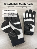 Gants de travail de sécurité multi-usages HAIYI, dos en maille respirante, paume antidérapante, bouts des doigts renforcés, doigts entiers, protection UV
