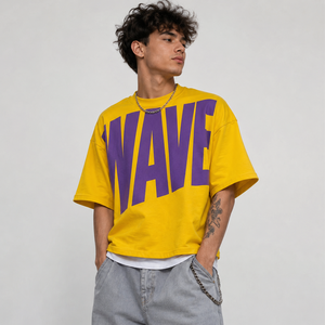 Camiseta gráfica de patchwork personalizada con estampado de ojo de nube azul, corte cropped y holgado, estilo streetwear, de algodón pesado para mujer - Product Image 3