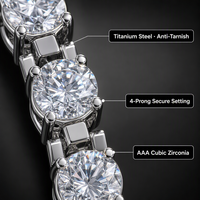 Bracelet tennis en acier inoxydable plaqué or 18 carats avec zircon rond brillant, directement de l'usine, pour hommes et femmes