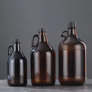 California Ferment ing Krug Glasflaschen für Bier Growler Soda mit schwarzem Deckel halbe Gallone/1 Gallone Bernstein Glas Weinflaschen
