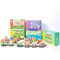 Juguete de Madera de Tren Miniatura para Educación Temprana Infantil, 11 Piezas, Juguete de Vehículo Cognitivo de Animales de Madera Maciza, Juguetes Educativos de Madera para Niños