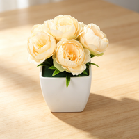 Bonsai Peony Artifisial Realistis 2026, Tanaman Pot Mini Multi-warna, Dekorasi Natal, Thanksgiving, Tahun Baru Gaya Nordik, Butik