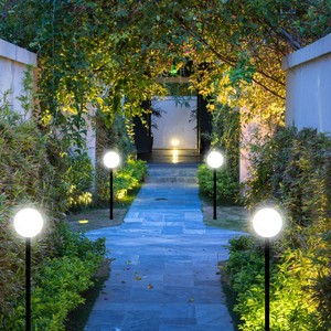 Luminaire de jardin Velamp Sph255, sphère extérieure de 250 mm, douille E27, PMMA transparent, IP44, montage encastré - Product Image 3