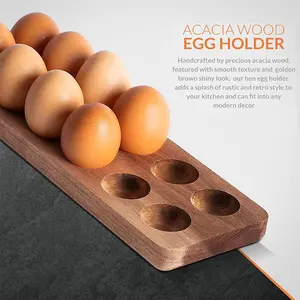 Двухслойный держатель для яиц из акации с гладкими краями и красивой текстурой и золотисто-коричневым цветом для 24 стандартных яиц