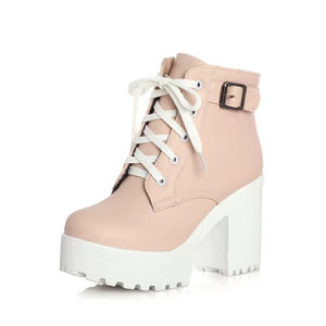 2025 longue ligne grande taille <span class=keywords><strong>bottines</strong></span> gâteau talon épais bottes à lacets pour femmes - Product Image 1