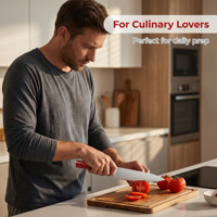 Couteau de chef professionnel personnalisé 5CR15, lame en acier inoxydable ultra-affûtée, très résistante, 19,5 cm, finition haute brillance, ambidextre