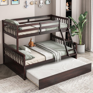 Furnitur kamar tidur bingkai tempat tidur kayu anak-anak kembar atas penuh Convertible tempat tidur dengan Trundle kembar - Product Image 5