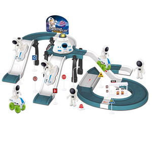 Hot Selling Kids Ruimtestation Raceauto Glijbaan Diy Elektrische Garage Set Speelgoed Parkeerplaatsen - Product Image 1