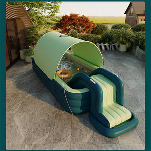 <span class=keywords><strong>Piscine</strong></span> gonflable automatique sans fil en PVC importée d'<span class=keywords><strong>Allemagne</strong></span>, gonflage automatique à un bouton, <span class=keywords><strong>avec</strong></span> <span class=keywords><strong>toboggan</strong></span> et pare-soleil - Product Image 2