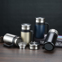 Mug de bureau portable personnalisable en acier inoxydable 304, à isolation sous vide, épaissi et doublé sans couture, avec poignée, prêt à offrir