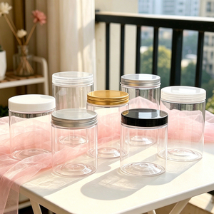 2oz 4oz 8oz 8 oz Body Lip Scrub PET Frosted Plastic Clear Cosmetics Jar with Gold Cap White Lid - Product Image 2