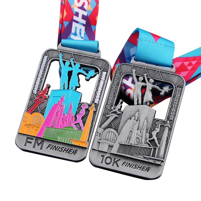 Medalhas de metal para esportes, logotipo personalizado, medalhas e fitas esportivas, medalhas em branco personalizado