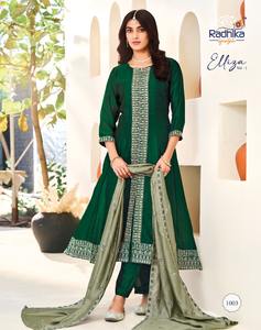 Tela de seda Vichitra de bordado y trabajo hecho a mano para pantalón Kurti de fiesta con estampado de flores Dupatta - Product Image 3