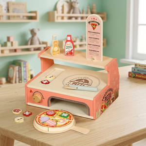 Montessori <b>Wooden</b> Kitchen <b>Toy</b> Set for Pretend Play Ages 0-24 Months Barbecue Pizza Oven Fruits <b>Vegetables</b> Cutting - Product Image 2