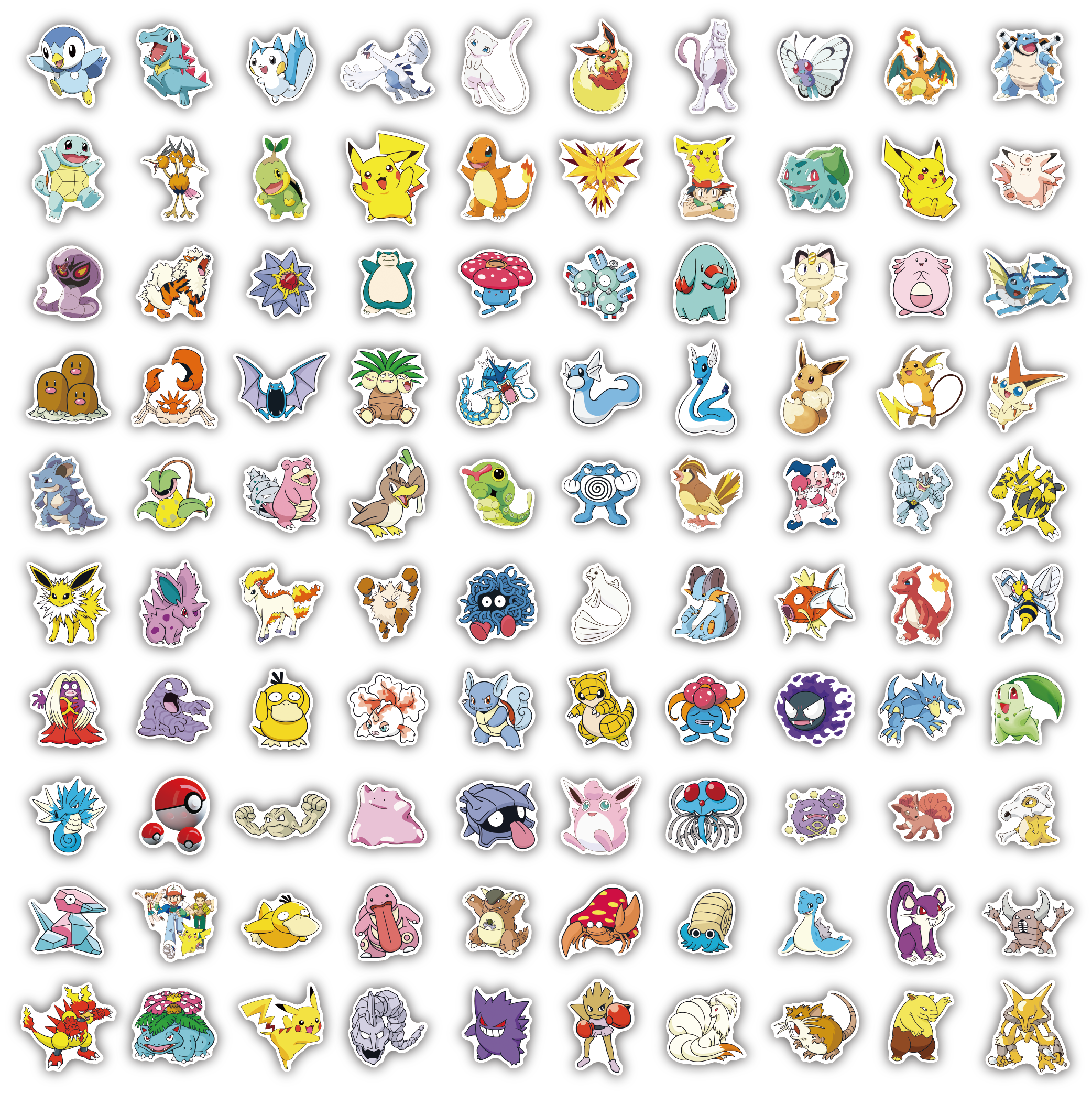 ZY2320 100pcs Japan Anime Pokemon Decorative Stickers