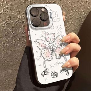 Funda Protectora para Teléfono con Diseño de Oso Mariposa Plateado LMD, Estéreo Variado, para iPhone 11 12 13 14 15 Promax, Dibujos Animados, Anti-caídas, Accesorios para Teléfono - Product Image 2