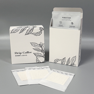 Ensemble <span class=keywords><strong>d</strong></span>'emballages personnalisés OEM pour sachets plats à trois soudures latérales, avec oreilles de suspension, pour thé, aliments, café filtre, en boîtes en papier, 5 ou 10 sachets - Product Image 3