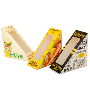 गर्म बिक्री पर्यावरण के अनुकूल पुनर्नवीनीकरण कागज सैंडविच खाद्य पैकेजिंग बॉक्स खिड़कियों के साथ कस्टम
