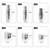 Ensemble d'emballages cosmétiques de luxe en acrylique taillé diamant, pot de crème pour le visage en chrome argenté, flacon de sérum et de lotion, conteneur cosmétique