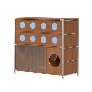 Casa para Gatos, Villa para Mascotas, Mueble Multifuncional de Almacenamiento con Cama y Baño, Rectangular, Tamaño Mediano para Gatos - Product Image 5