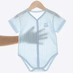 Baju terusan bayi katun bambu organik solid dapat disesuaikan grosir produsen Tongfei baju bayi musim panas berpori lembut