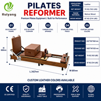 Mesin Pilates Reformer Lipat Rangka Kayu Walnut Rel Baja Tahan Karat Busa Eco 5D Portabel Tahan Lama Studio Rumah Profesional