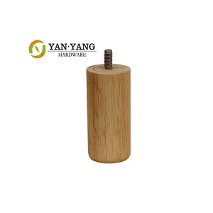 Chinese factory durable quality cylindrical solid turned wood sofa leg