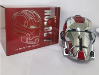 Cooler Iron-Hero MK17 Helm mit Sprachsteuerung zum Öffnen/Schließen in Silber-Rot