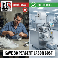 Sacs en rouleau d'emballage automatique pré-ouverts à ouverture unique avec ligne de déchirement facile, compatibles avec les ensacheuses automatiques, pour attaches de quincaillerie, en LDPE