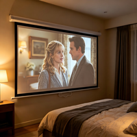 Écran de projection portable manuel blanc mat de 120 pouces, 4K Ultra HD 16:10, auto-verrouillant, rétraction lente pour home cinéma
