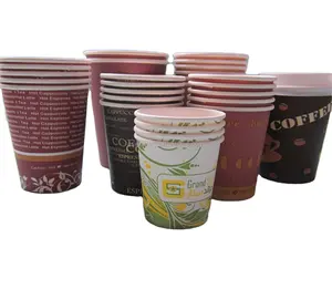 Tazas de papel impermeables desechables para fiesta de cóctel, tazas personalizadas con impresión de logotipo
