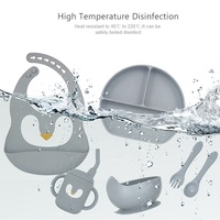 6 pièces ensemble de sevrage Led écologique vaisselle pour bébé assiette à bavoir bols à succion ensemble d'alimentation pour bébé en Silicone