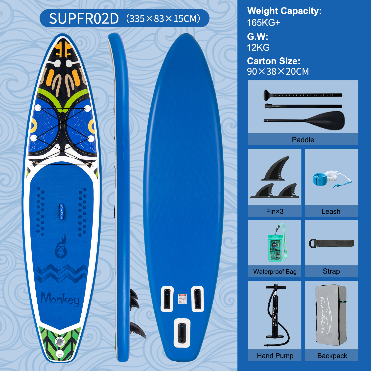 335*84*15 cm--SUPFR02D--Bleu