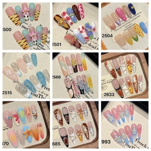 Faux ongles à presser en acrylique 3D faits main, forme stiletto de luxe, pointes longues, avec option de logo personnalisé, 10 pièces/paquet, lime à ongles incluse - Product Image 6