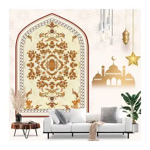 Ramadan Eid Gift Faux Cashmere Tpr Thickened Anti-slip Carpet For Living Room Easy To Clean Area Rug Worship Carpet