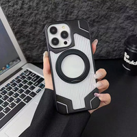 Coque arrière légère en fibre de carbone pour PC, compatible iPhone 16 Pro Max 15 14, avec support magnétique métallique sans cadre et anneau de maintien