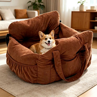 Sac de transport pour animaux de compagnie, velours côtelé, lit pour chien rouge bordeaux, coussin de siège passager, sécurité automobile en extérieur, lit de voiture, lit pour chat