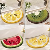 Tapis de bain en microfibre à motif de petits fruits frais, fabriqué à la machine, absorbant, pour chambre à coucher, chevet, maison et sol de salle de bain