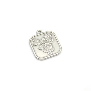 Colgante de rosa de acero inoxidable, forma ovalada, acabado liso, para accesorios de fabricación de joyas DIY - Product Image 4